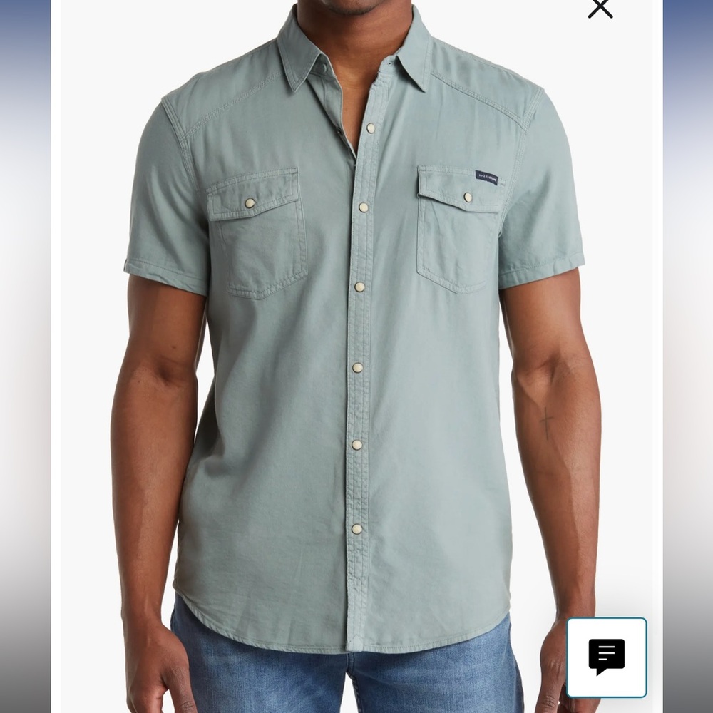 Lucky Brand Western Cotton Blend Short Sleeve Shirt, Size S